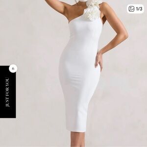 Just4You Elegant White One-Shoulder Dress